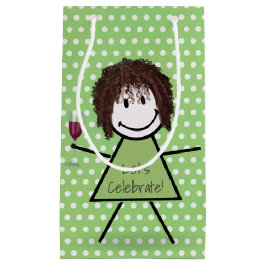 Sacola Para Presentes Pequena Birthday Stick Girl Em Bolinhas