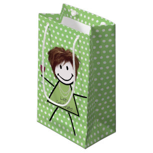 Sacola Para Presentes Pequena Birthday Stick Girl Em Bolinhas