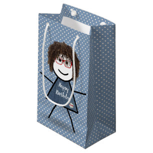 Sacola Para Presentes Pequena Birthday Stick Girl with Hair on Days (Garota de A