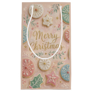 Sacola Para Presentes Pequena Biscoitos de Natal Pastel Feliz Natal Floco de Nev