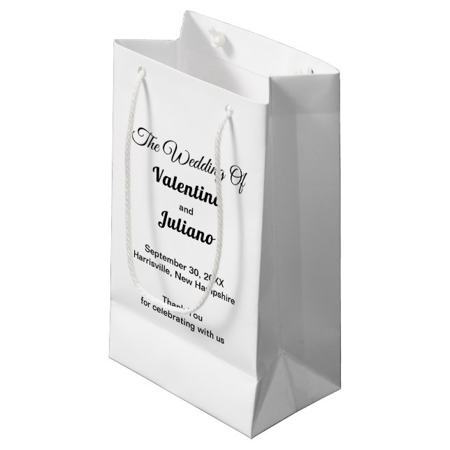 Sacola Para Presentes Pequena Black and White Small Wedding Gift Bag (Frente inclinada)