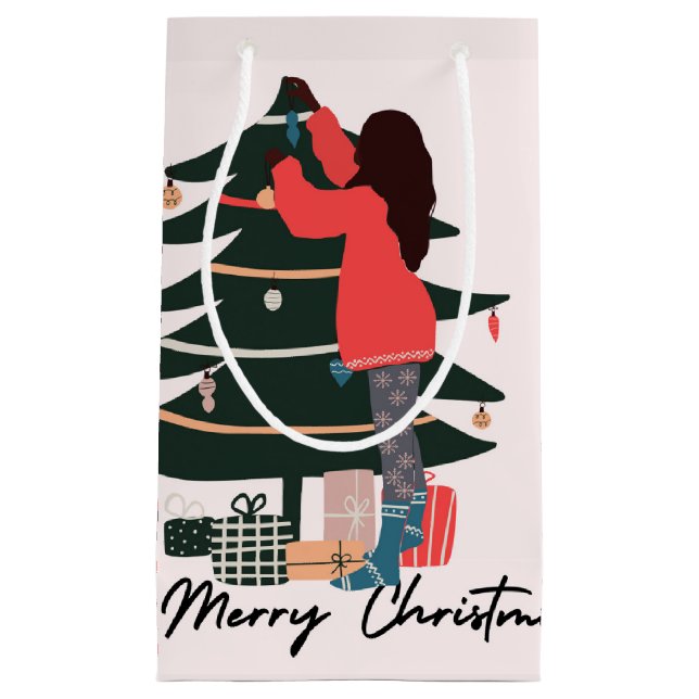 Sacola Para Presentes Pequena Black Girl Christmas Bag (Frente)