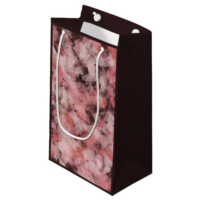 Sacola Para Presentes Pequena Black Gray Pink White Modern Geometric Abstract (Frente inclinada)