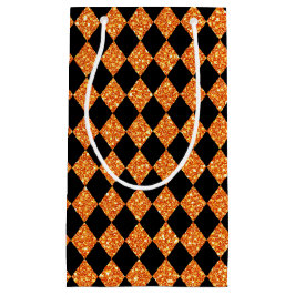 SACOLA PARA PRESENTES PEQUENA BLACK & ORANGE GLITTER PARECE HALLOWEEN