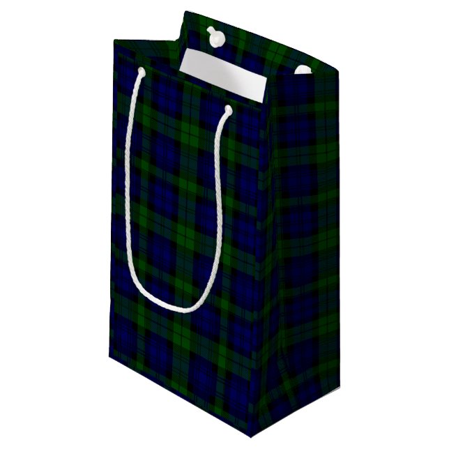 Sacola Para Presentes Pequena Black Watch Tartan Blue Green Xadrez (Frente inclinada)
