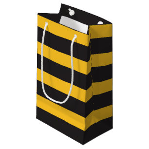 Sacola Para Presentes Pequena Black Yellow Horizontal Lines Geometric Bee Animal
