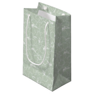 Sacola Para Presentes Pequena Blooming Hibiscus Flowers em Sage Green