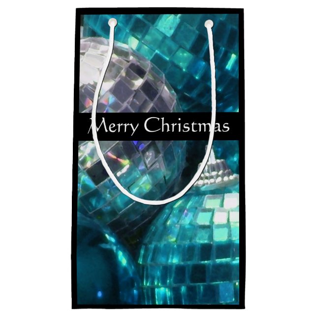 Sacola Para Presentes Pequena Blue Baubles Saco de presente de Natal feliz peque (Frente)