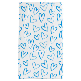 Sacola Para Presentes Pequena Blue Heart Pattern Small Gift Bag