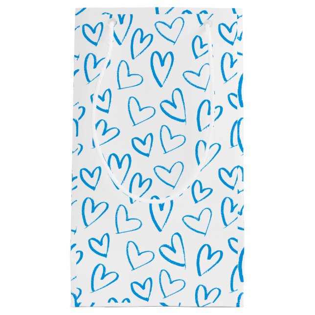 Sacola Para Presentes Pequena Blue Heart Pattern Small Gift Bag (Frente)