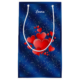 Sacola Para Presentes Pequena Blue heart romantic wallpaper