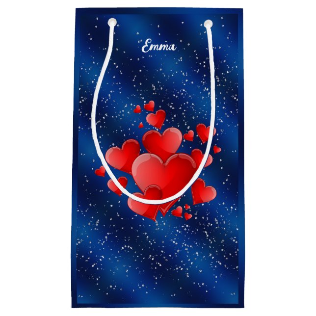 Sacola Para Presentes Pequena Blue heart  romantic wallpaper (Frente)