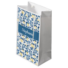 Sacola Para Presentes Pequena Blue Lemon Watercolor Monogram Small