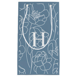 Sacola Para Presentes Pequena Blue Modern Wildflower Monogram