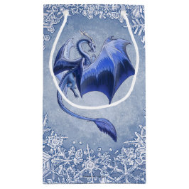 Sacola Para Presentes Pequena Blue Winter Dragon Fantasy Art