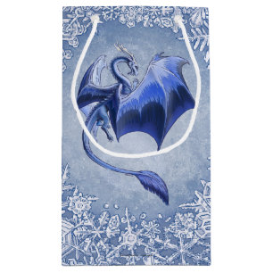 Sacola Para Presentes Pequena Blue Winter Dragon Fantasy Art