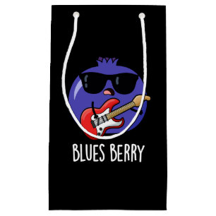 Sacola Para Presentes Pequena Blues Berry Funny Fruta Pun Dark BG