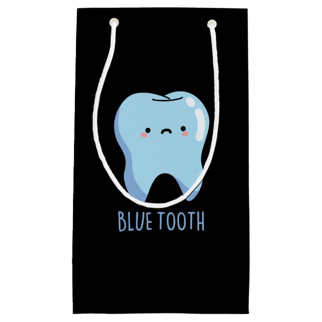 Sacola Para Presentes Pequena Bluetooth Engraçado Técnico Azul Tooth Dark BG (Frente)