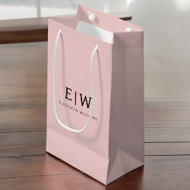 Sacola Para Presentes Pequena Blush Dusty Pink Modern Script Girly Monograma Nom