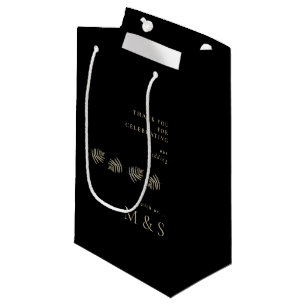 Sacola Para Presentes Pequena Boas-vindas a preto do Monograma Foliage