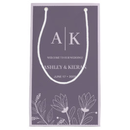 Sacola Para Presentes Pequena Boas-vindas ao casamento da Lavanda Floral Elegant