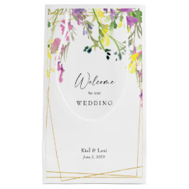 Sacola Para Presentes Pequena Boas-vindas ao casamento geométrico Colorful Wildf