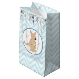 Sacola Para Presentes Pequena Boho Kangaroo Blue Chevron Floral Gift Bag