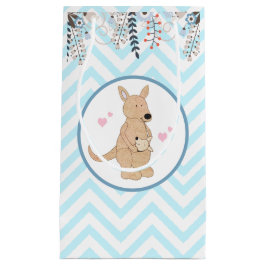 Sacola Para Presentes Pequena Boho Kangaroo Blue Chevron Floral Gift Bag