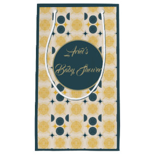 Sacola Para Presentes Pequena Boho Personalizado Sol Lua Estrelas Azul Amarelo