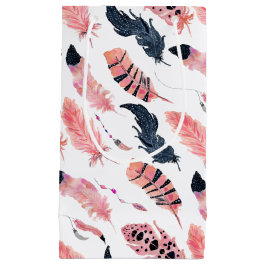 Sacola Para Presentes Pequena Boho Pink Feather