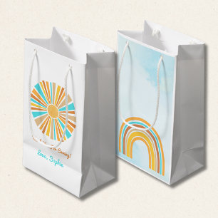 Sacola Para Presentes Pequena Boho Sol, Aqui Vem O Filho, Arco-Íris Retrô