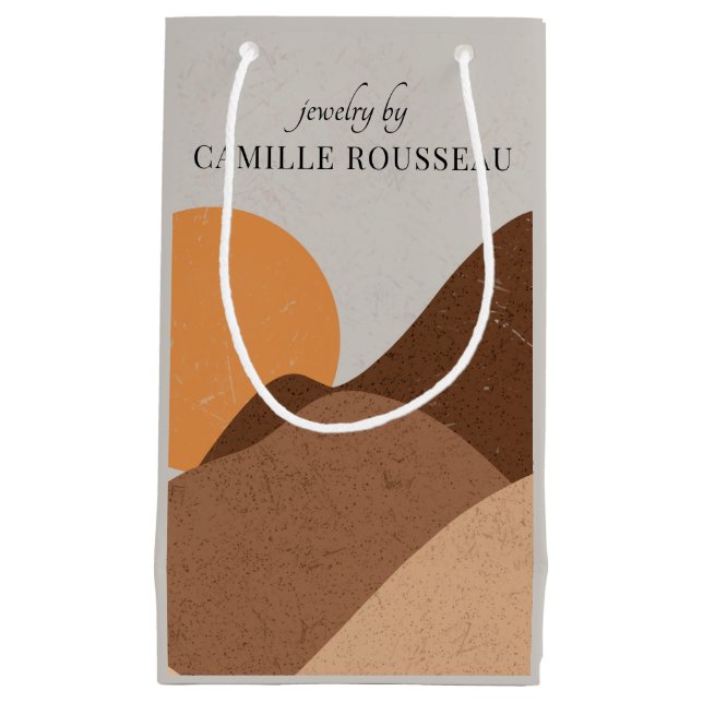 Sacola Para Presentes Pequena Boho Terracotta Desert Sun Mounties Abstrato (Frente)