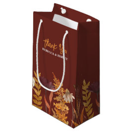 Sacola Para Presentes Pequena Boho Terracotta Wildflower Casamento outono de out