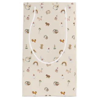 Sacola Para Presentes Pequena Boho Watercolor Chá de fraldas Pequeno Saco para P