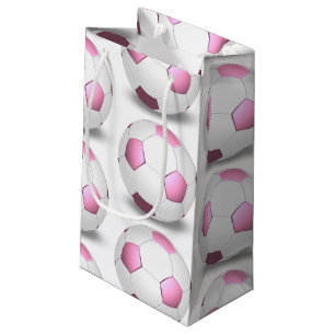 Sacola Para Presentes Pequena bola de futebol cor-de-rosa e branca