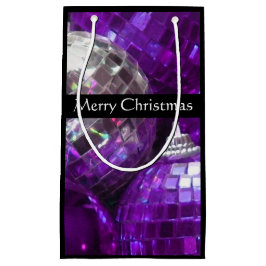 Sacola Para Presentes Pequena Bolhas roxas Feliz Natal preto