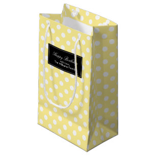 Sacola Para Presentes Pequena Bolinhas Amarelas Personalizadas