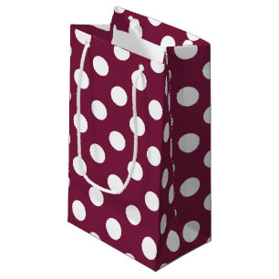 Sacola Para Presentes Pequena Bolinhas brancas em burgundy