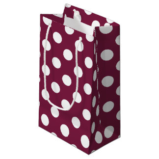 Sacola Para Presentes Pequena Bolinhas brancas em burgundy