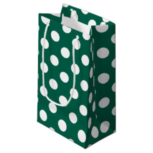Sacola Para Presentes Pequena Bolinhas brancas em verde sage