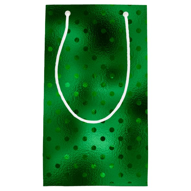 Sacola Para Presentes Pequena Bolinhas de folha verde (Frente)