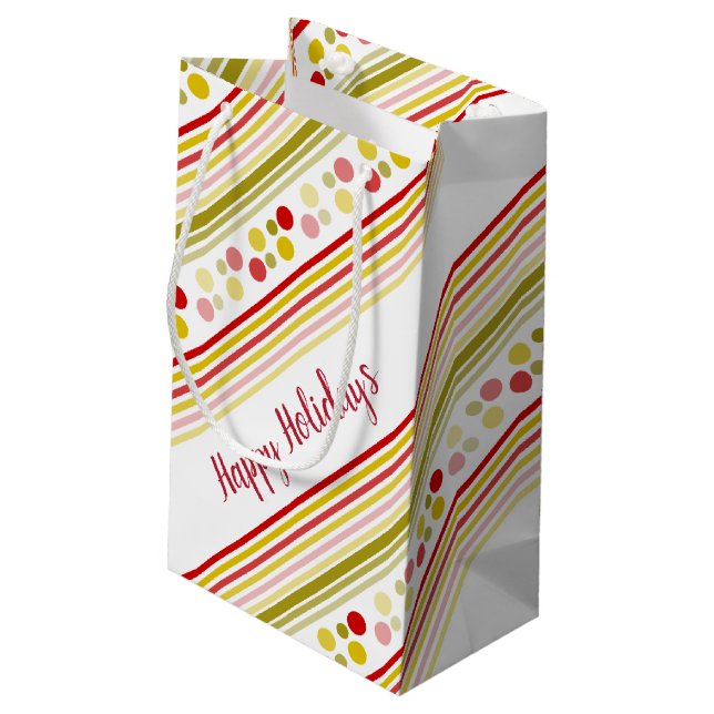 Sacola Para Presentes Pequena Bolinhas E Faixa (Verso inclinado)
