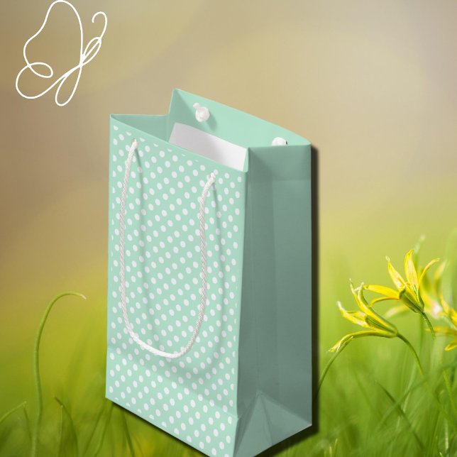 Sacola Para Presentes Pequena bolinhas em verde menta pastel (Criador carregado)