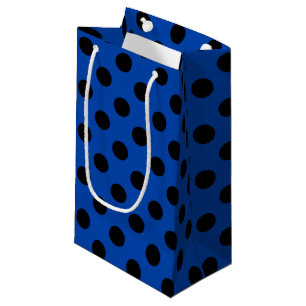 Sacola Para Presentes Pequena bolinhas pretas de azul real