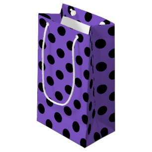Sacola Para Presentes Pequena bolinhas pretas na lavanda