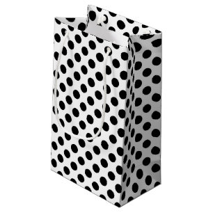 Sacola Para Presentes Pequena bolinhas pretas no branco