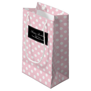 Sacola Para Presentes Pequena Bolinhas Rosa Personalizadas