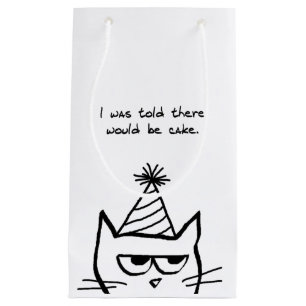 Sacola Para Presentes Pequena Bolo irritado das procuras do gato - saco
