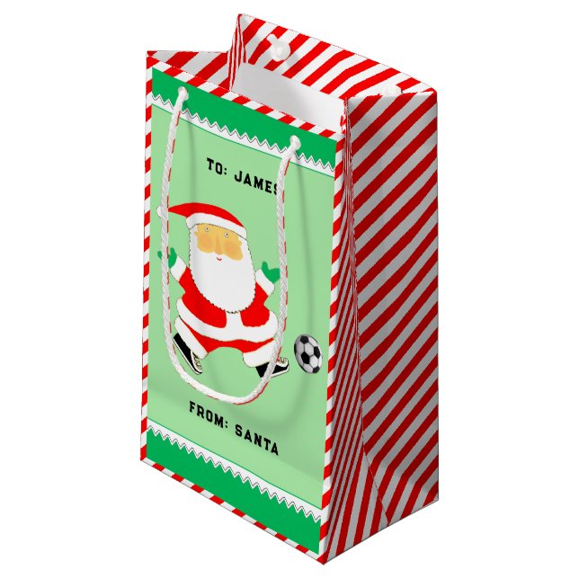 Sacola Para Presentes Pequena Bolsa de Presente de Natal de Futebol (Frente inclinada)