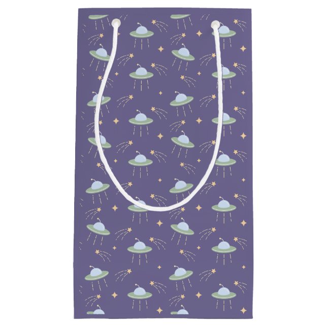 Sacola Para Presentes Pequena Bolsa de Presente do Aniversário de criança UFO Di (Frente)